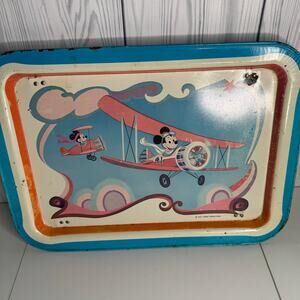 Vintage 1970s Disney Minnie & Mickey Mouse Flying Airplanes TV Lap Tray